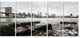 Brooklyn Bridge with Rocks on Shore, Cityscape Canvas Print, 60"x28", 5 Panels