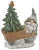 Pine Tree Trunk Gnome With Woodland Animals, 2-Piece Set