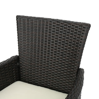 GDF Studio 4-Piece Olivera Outdoor Multi-Brown Wicker Chat With Cushions Set