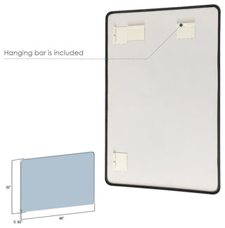 Nettuno Rectangle Bathroom/Vanity Aluminum Framed Wall Mirror, Matt Black, 48"