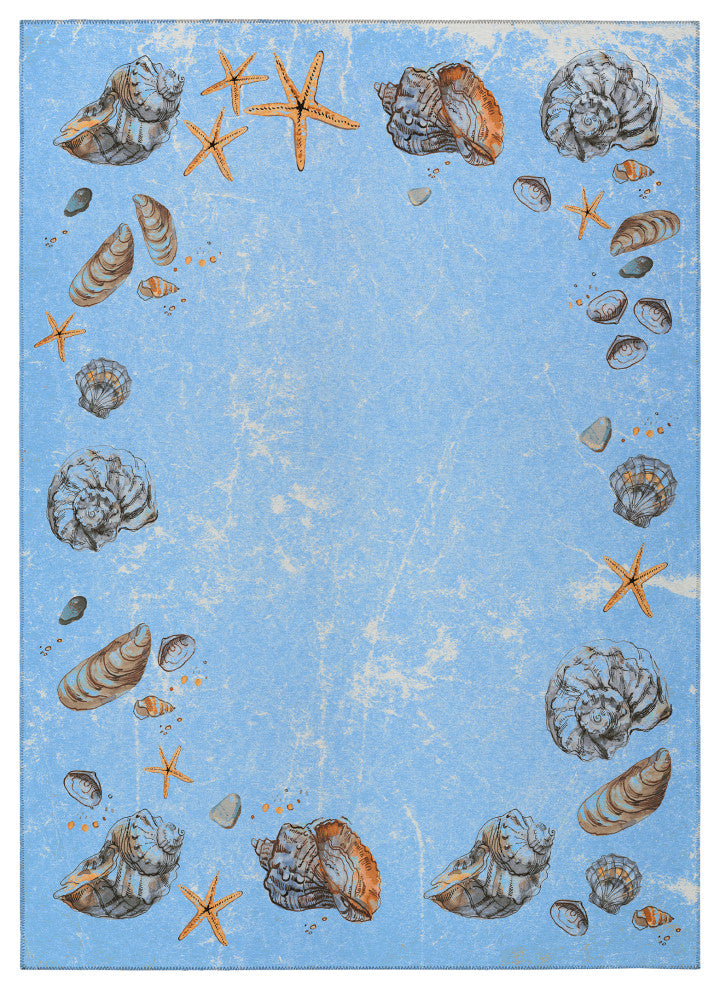 Indoor/Outdoor Seabreeze SZ9 Denim Machine Washable 8' x 10' Rug