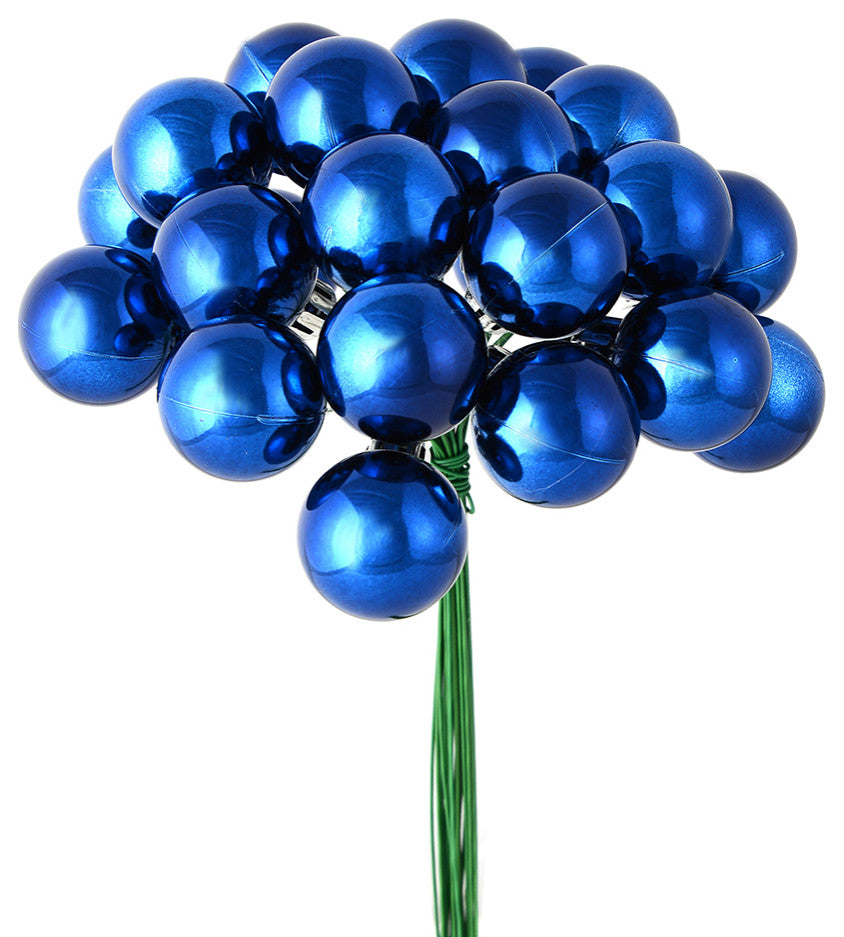 Vickerman N180131 1" Midnight Blue Shiny Ball Ornament Pick Pack of 2