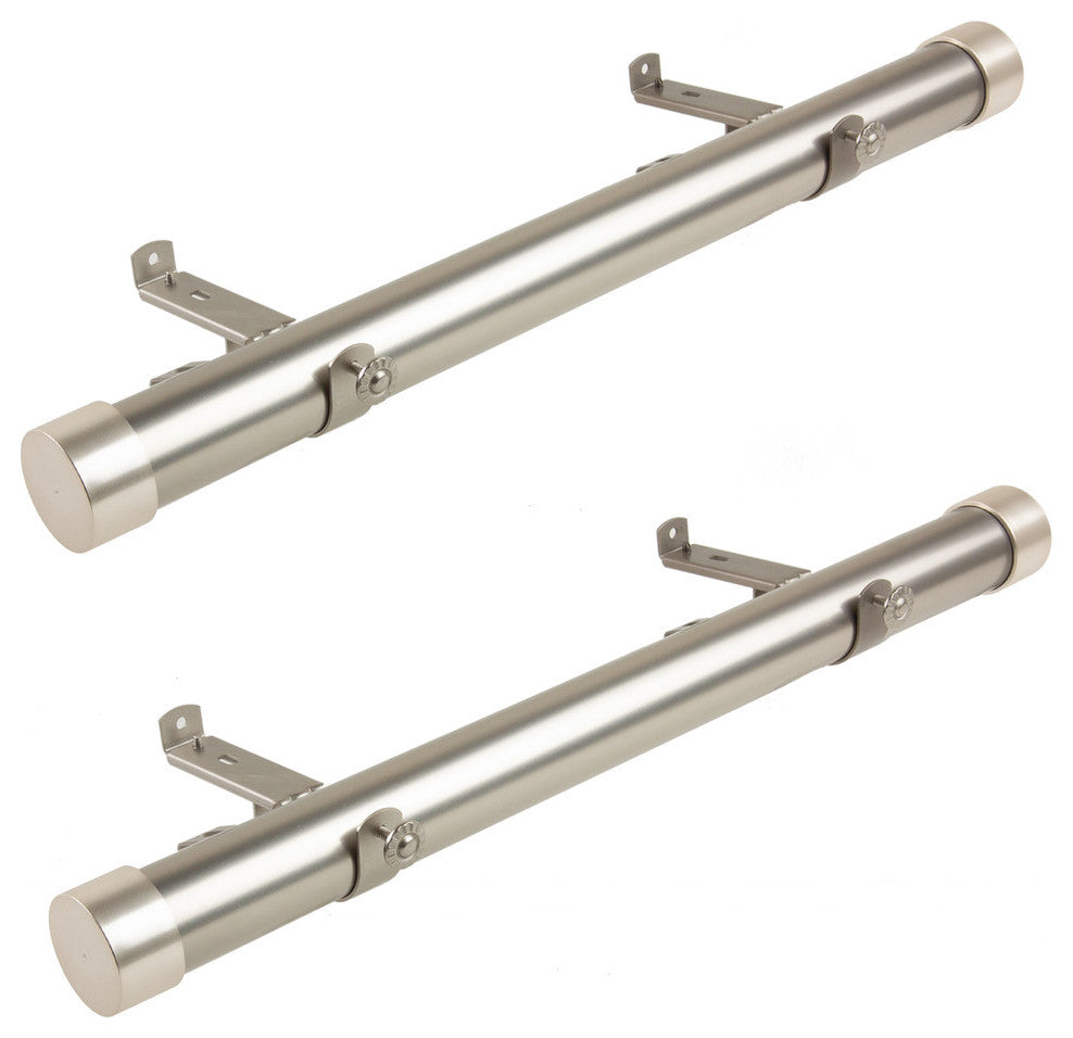 1.5" dia. Side Curtain Rod 12-20" Long, Set of 2, Satin Nickel