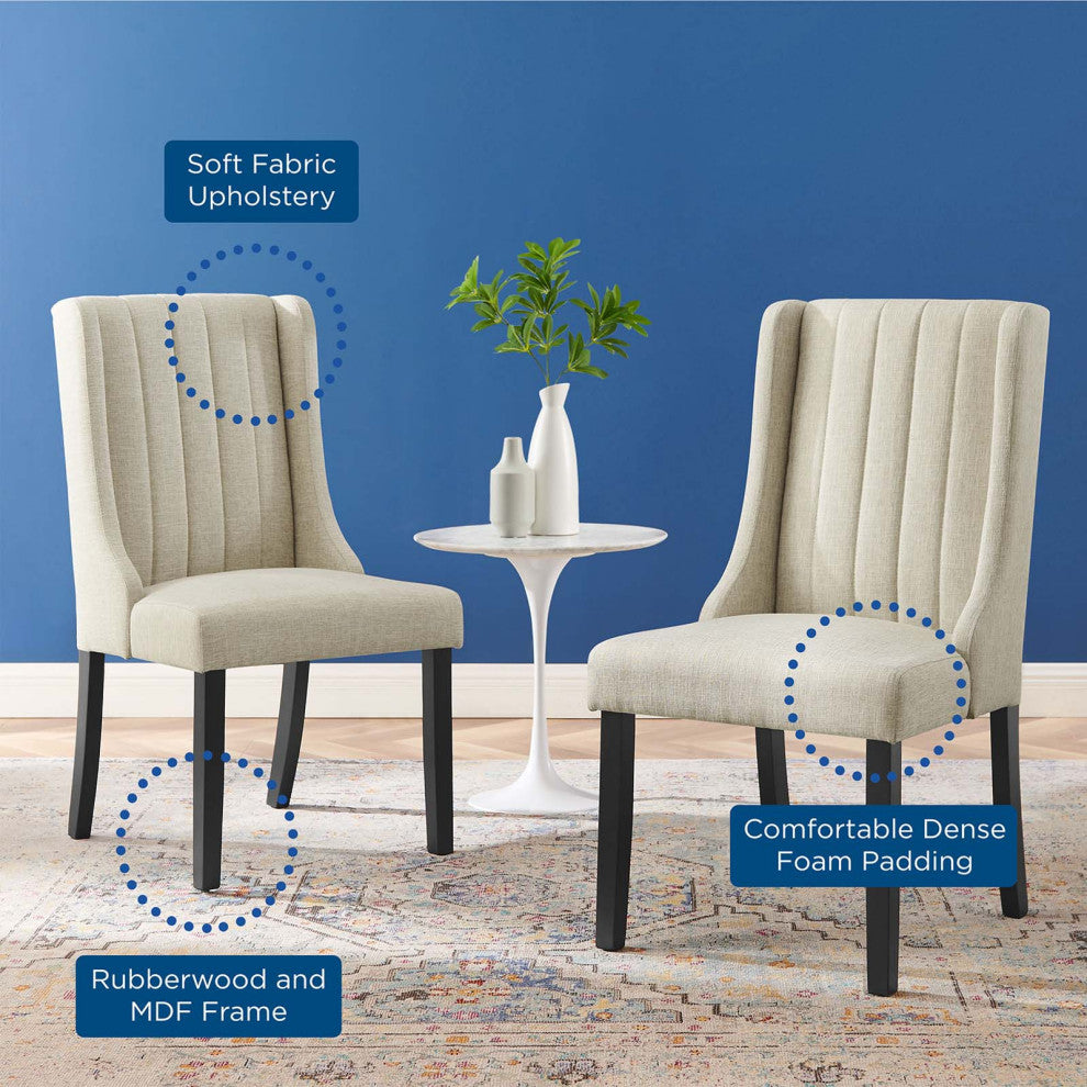 Side Dining Chair, Set of 2, Fabric, Beige, Cafe Bistro Restaurant Hospitality