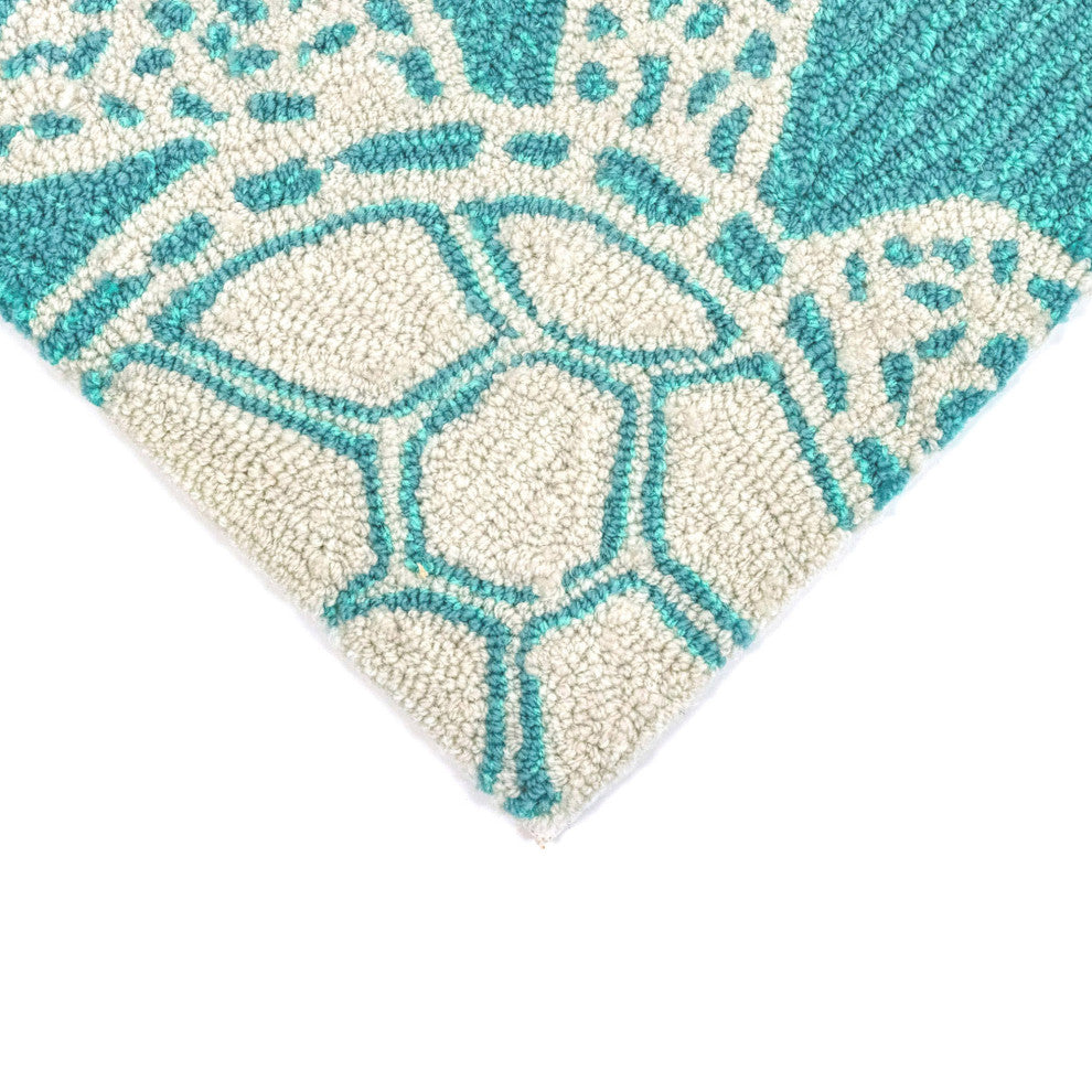 Capri Turtle Indoor/Outdoor Rug, Aqua, 2'x5'