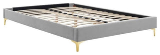 Sutton Twin Performance Velvet Bed Frame-Light Gray