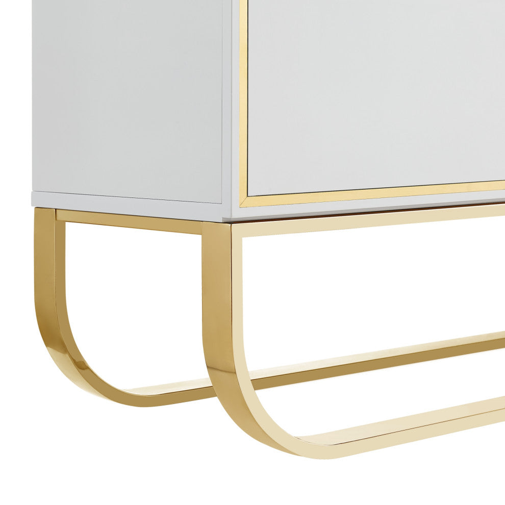 Nicole Miller Jacelynn Sideboard, White/Gold, 2-Door