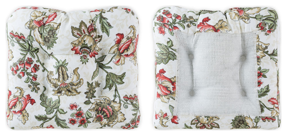 Madison Floral Non Skid Chair Pad, Brick, 16"x16"
