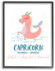 The Kids Room Fun Modern Zodiac Capricorn Goat Fish Framed Giclee Art, 11"x14"