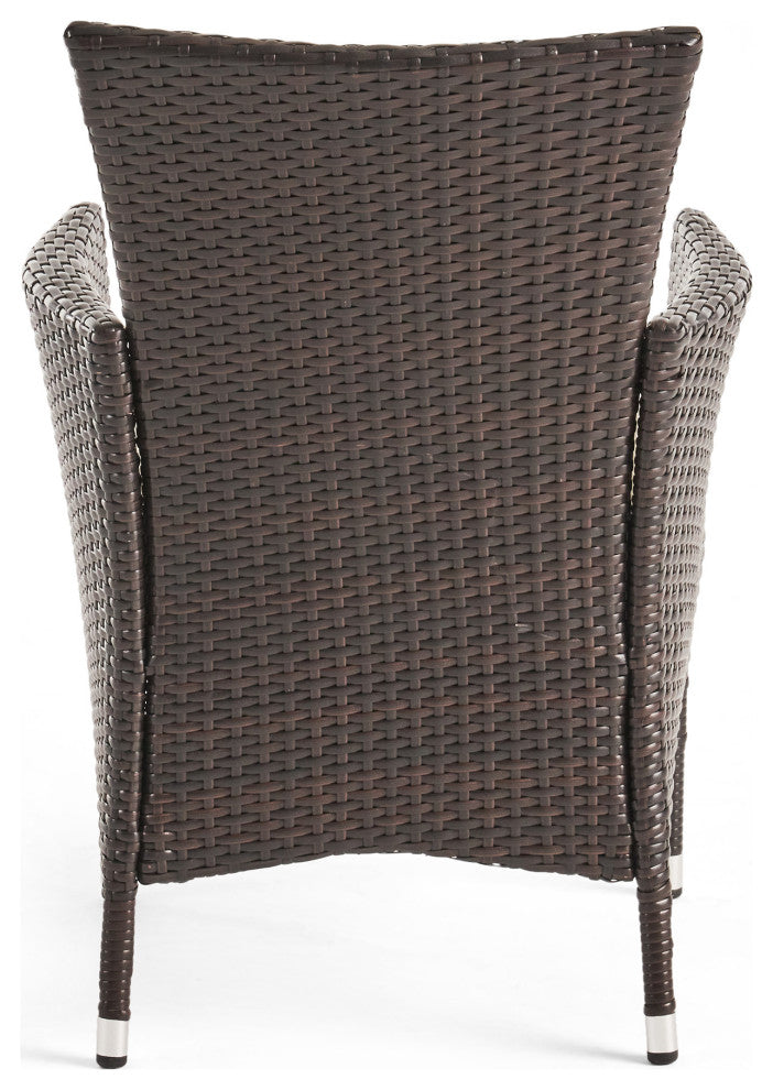 Nelly Outdoor Aluminum and Wicker 8 Seater Dining Set, Antique Matte Black, Multibrown, Beige