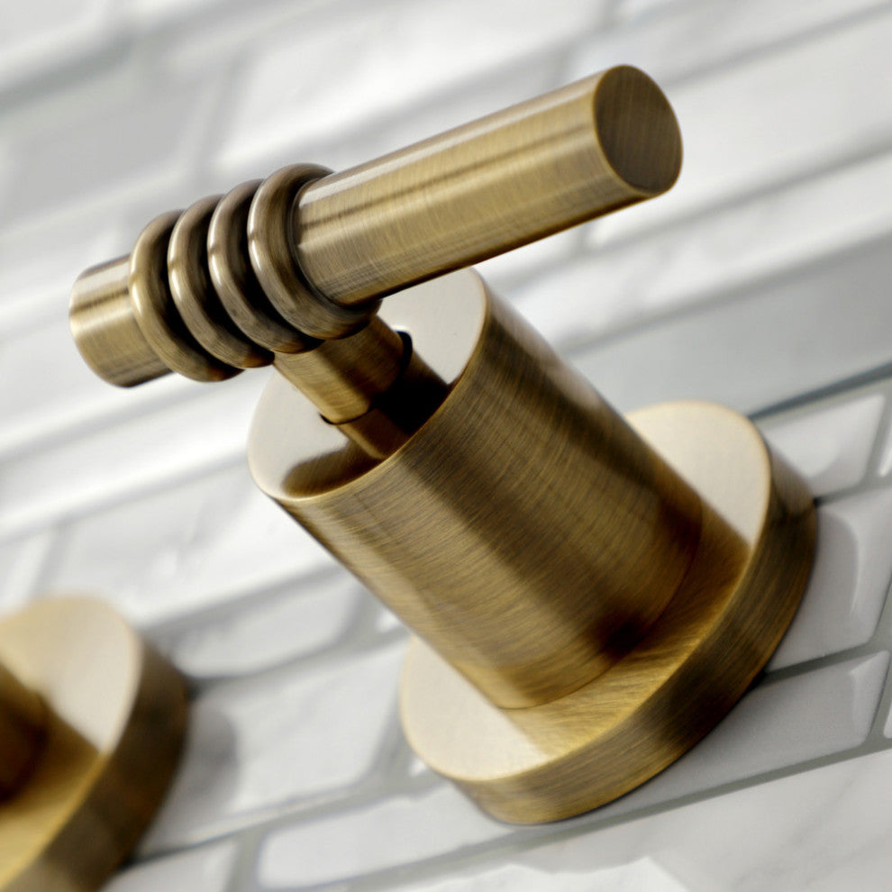 Kingston Brass KS8123ML 2-Handle 8 in. Wall Mount Bathroom Faucet, Antique Brass