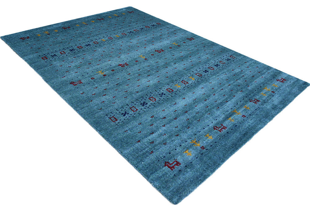 HAND KNOTTED LOOM SILK ECO-FRIENDLY RUGS-5'x8',Rectangle,Light Blue,Contemporary