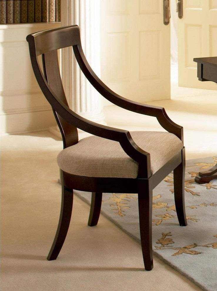 Arm Chair with Fabric Seat, Brown Red