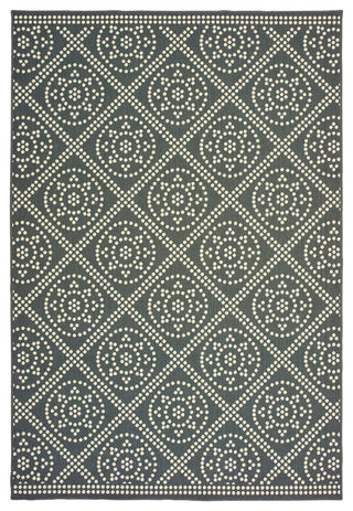 Oriental Weavers Marina Grey/ Ivory Geometric Indoor/Outdoor Rug 3'7"X5'6"