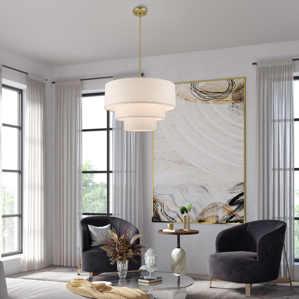 Livex Lighting Gladstone 4-Light Antique Brass Pendant Chandelier