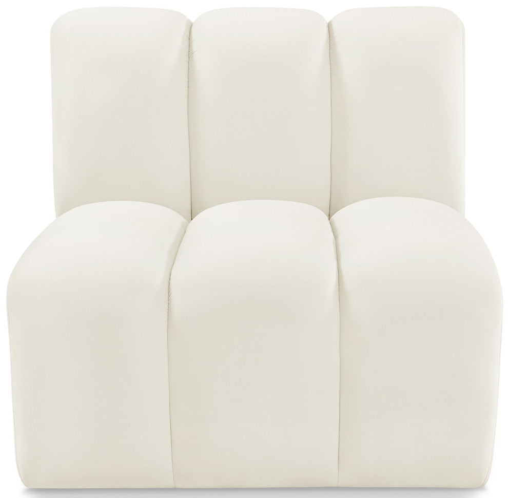 Arc Upholstered Modular Component, Cream, 1-Piece: Straight Chair, Velvet