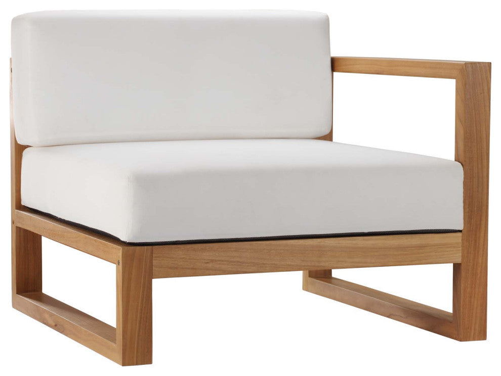 Upland Outdoor Patio Teak Wood Right-Arm Chair - Natural White