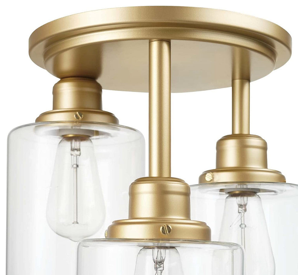 3 light  3-Light Flush Mount Ceiling Light glass ceiling lamp with gold finish