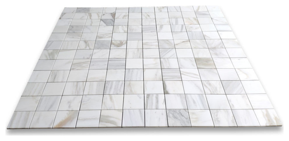 Calacatta Gold Marble 3x3 Square Mosaic Tile Polished, 1 sheet