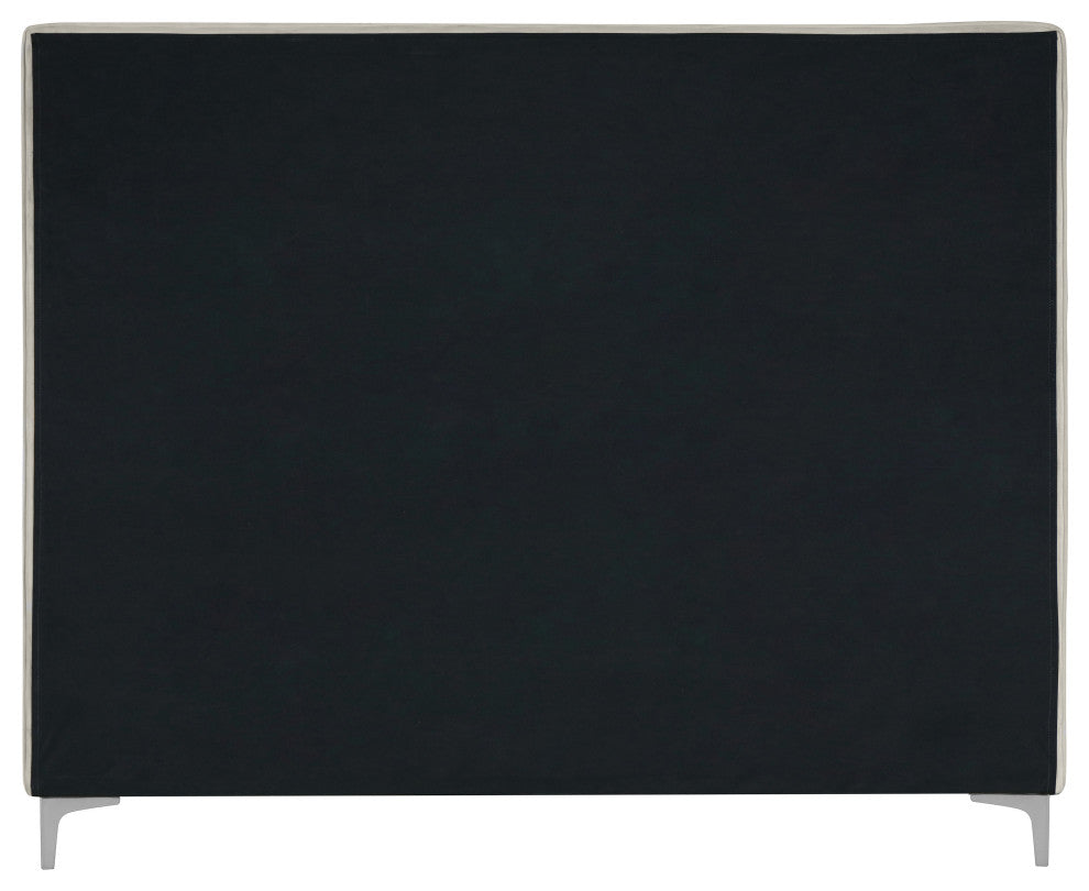 Geri Velvet Upholstered Bed, Cream, King
