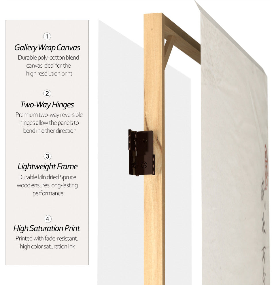 6' Tall Double Sided Doves and Peonies Canvas Room Divider