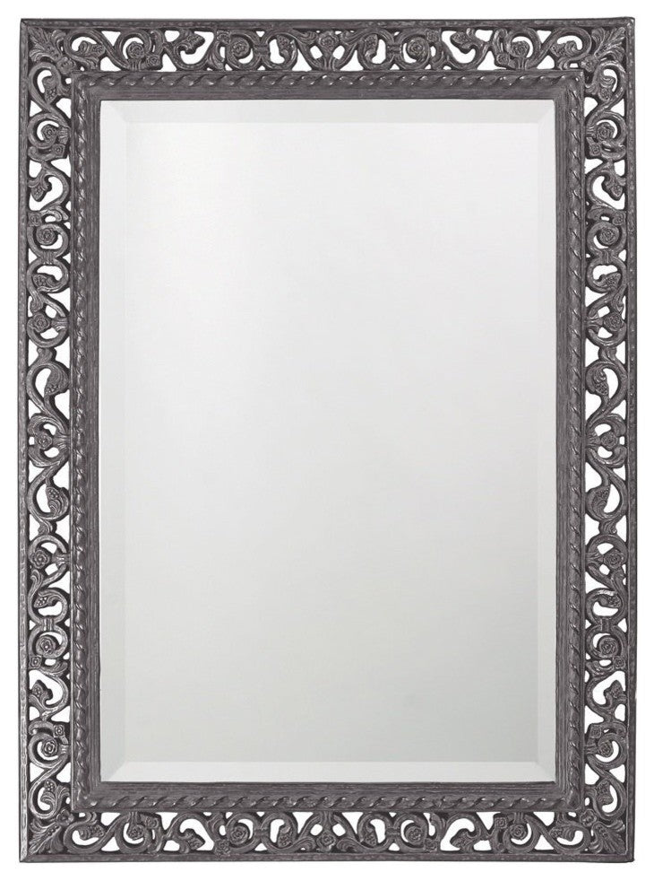 Rectangle Bristol Glossy Mirror, Charcoal Gray