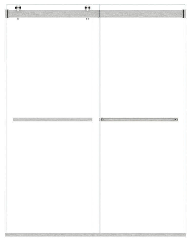 Marcelo By Pass Frameless Shower Door, Clear Glass, Brushed Nickel, 60"wx76"h