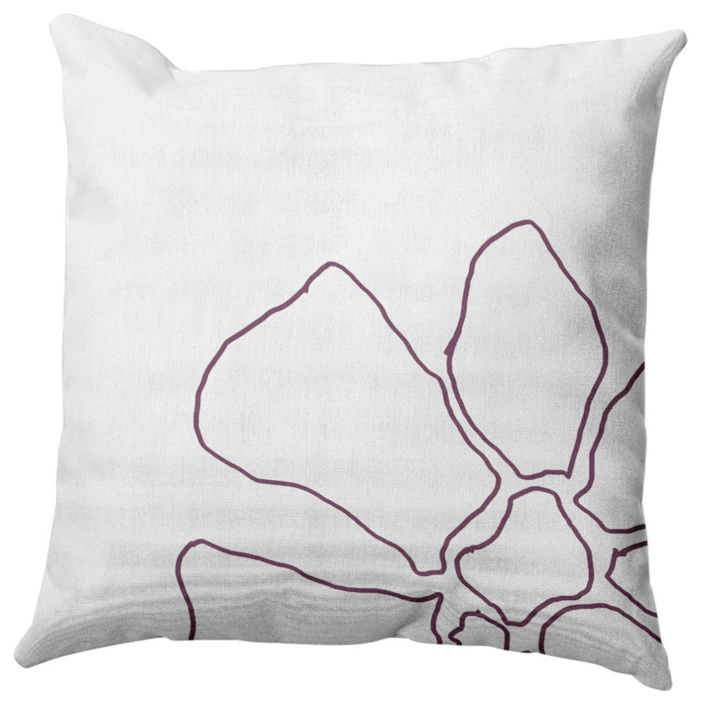 Petal Lines Decorative Throw Pillow, Purple/White, 16x16"