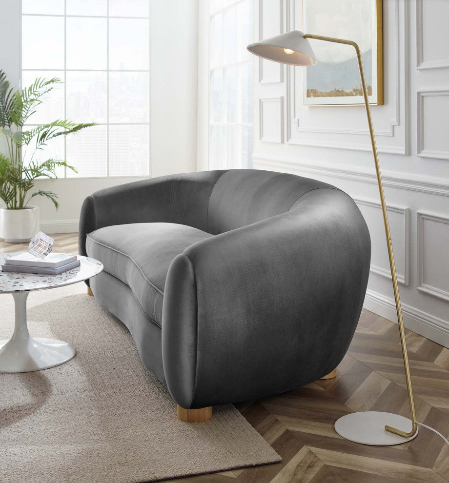 Sofa, Velvet, Dark Gray, Modern, Living Lounge Room Hotel Lobby Hospitality