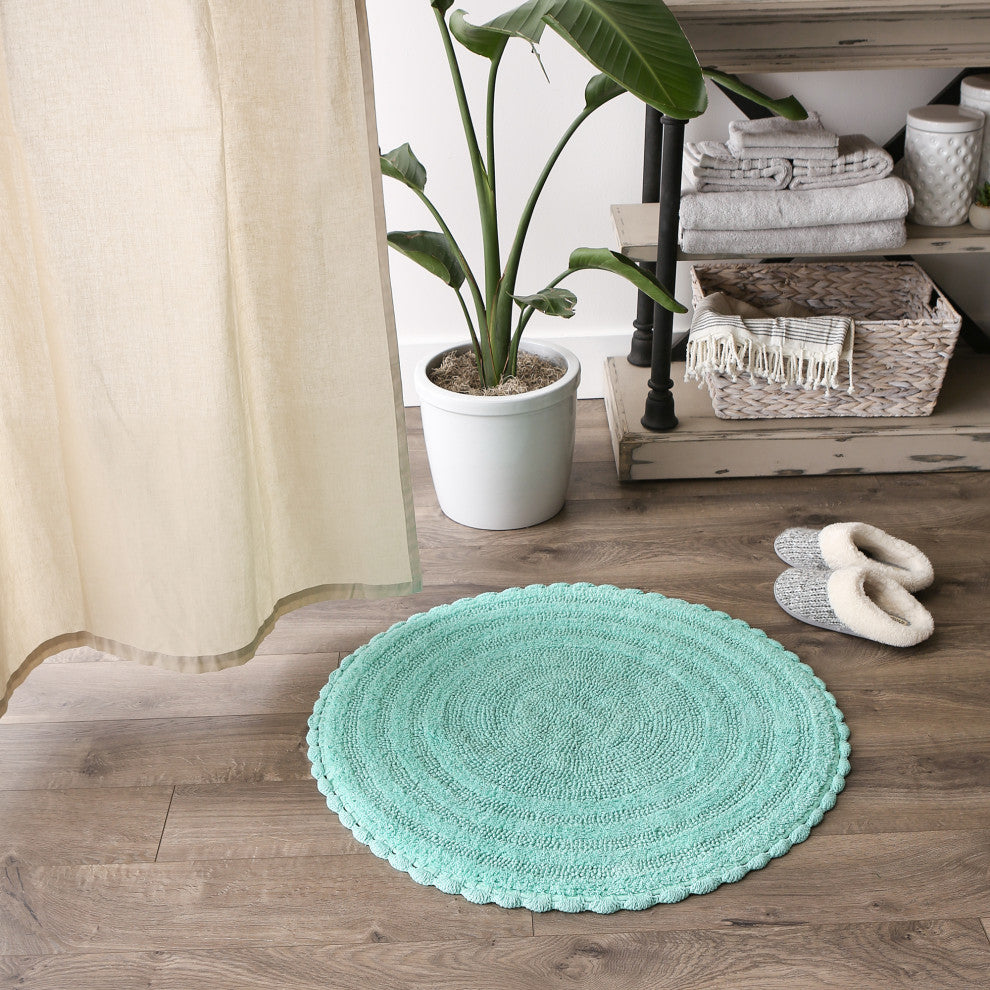 Aqua Round Crochet Bath Mat