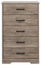 Rustic Ridge Brown 5 Drawer 18.5D x 27.5W x 43.5H Dresser