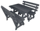 Cedar Picnic Table with 2 Backed Benches, Charcoal Stain, 4 Foot