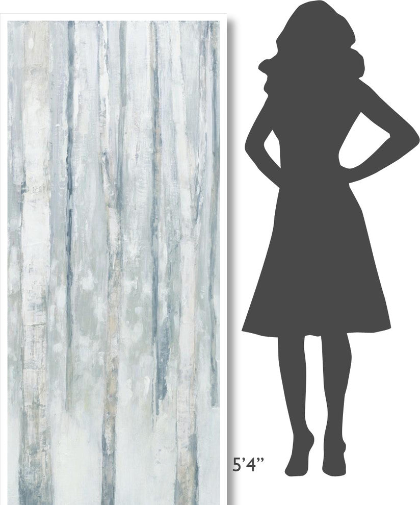 "Birches in Winter Blue Gray Panel III" Print by Julia Purinton, 32"x77"