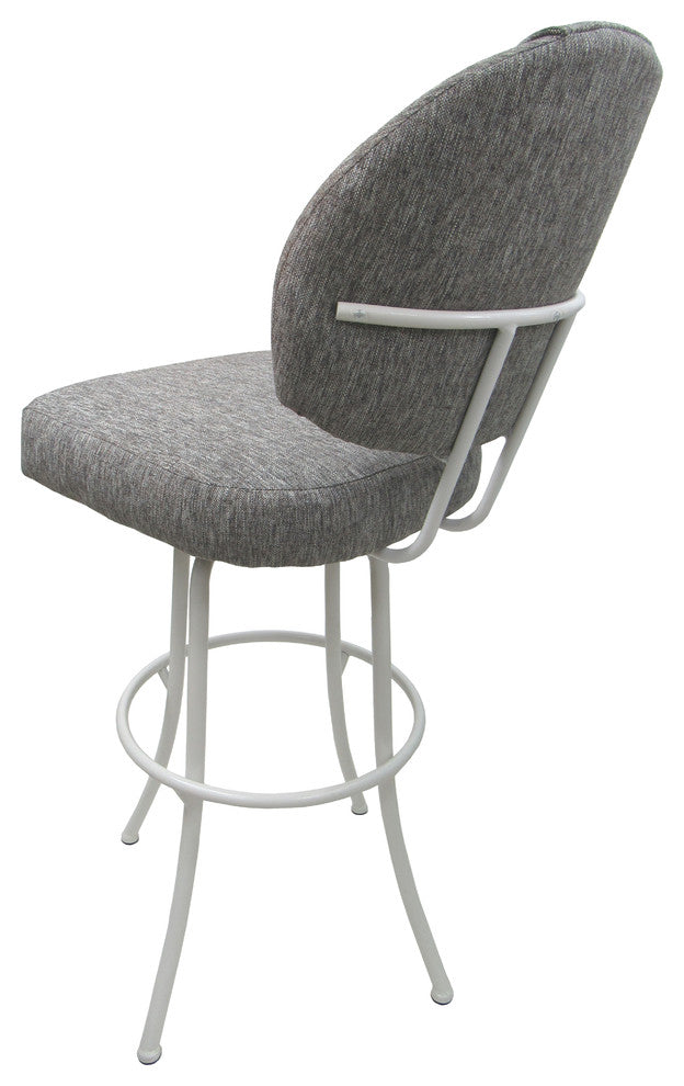 Swivel Bar Stool, Mojave Gray, White Metal Frame, 30"
