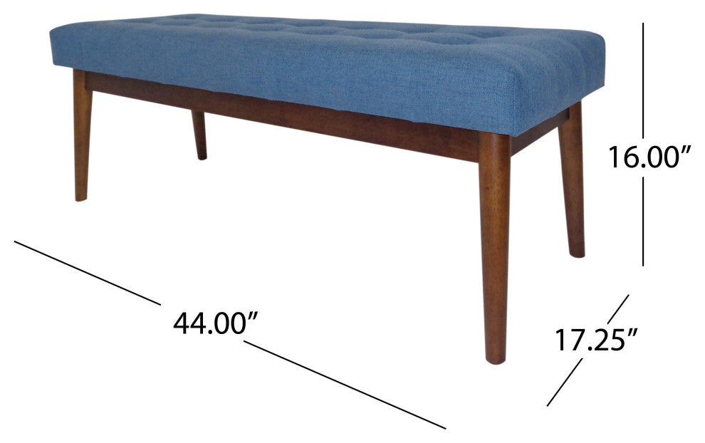 GDF Studio Flora Mid Century Tufted Fabric Ottoman, Blue