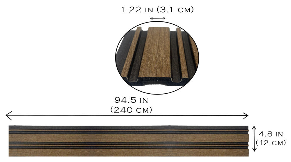 Waterproof Slat Panel, Walnut, Pack of 6
