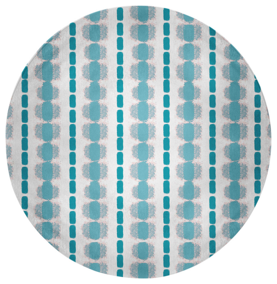 Watercolor Stripe Spring Chenille Rug, Explorer Blue, 5' Round