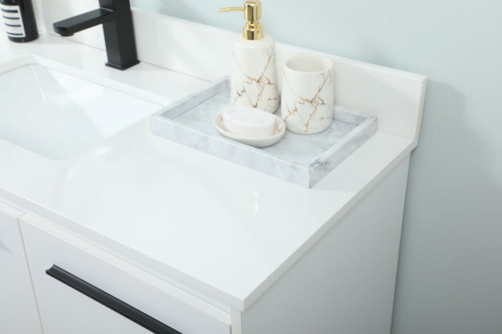 Sue 48" Single Bathroom Vanity, White, With Backsplash