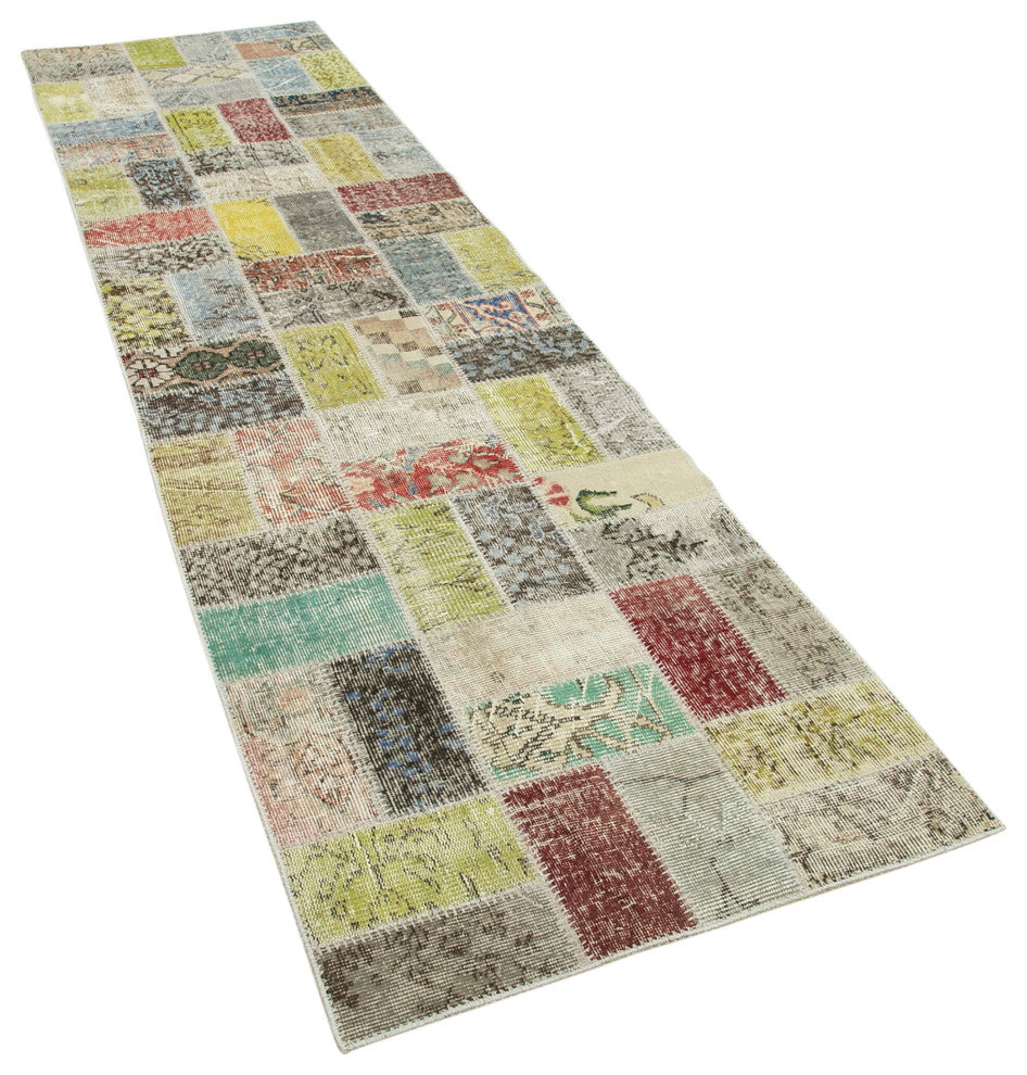 Rug N Carpet - Handmade Oriental 2' 9" x 10' 6" Boho Patchwork Runner Rug