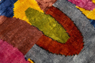 Handmade Silk Velvet Pillow 16x24, Down Feather Insert, Colorful Abstract