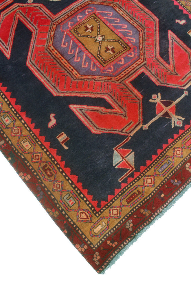 Fine Vintage Distressed Codie Navy/Rust Runner, 4'4x10'3