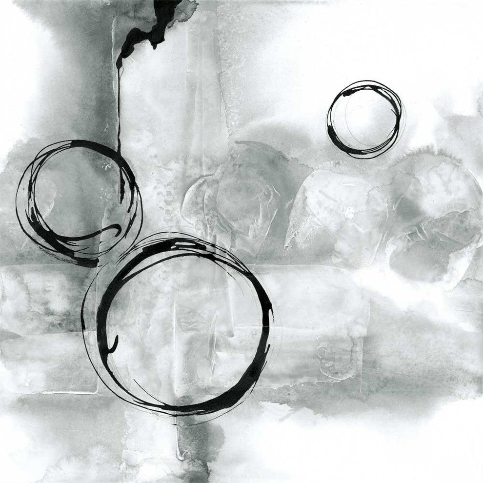 "Full Circle I Gray" Art Block Framed Canvas, 20"x20"