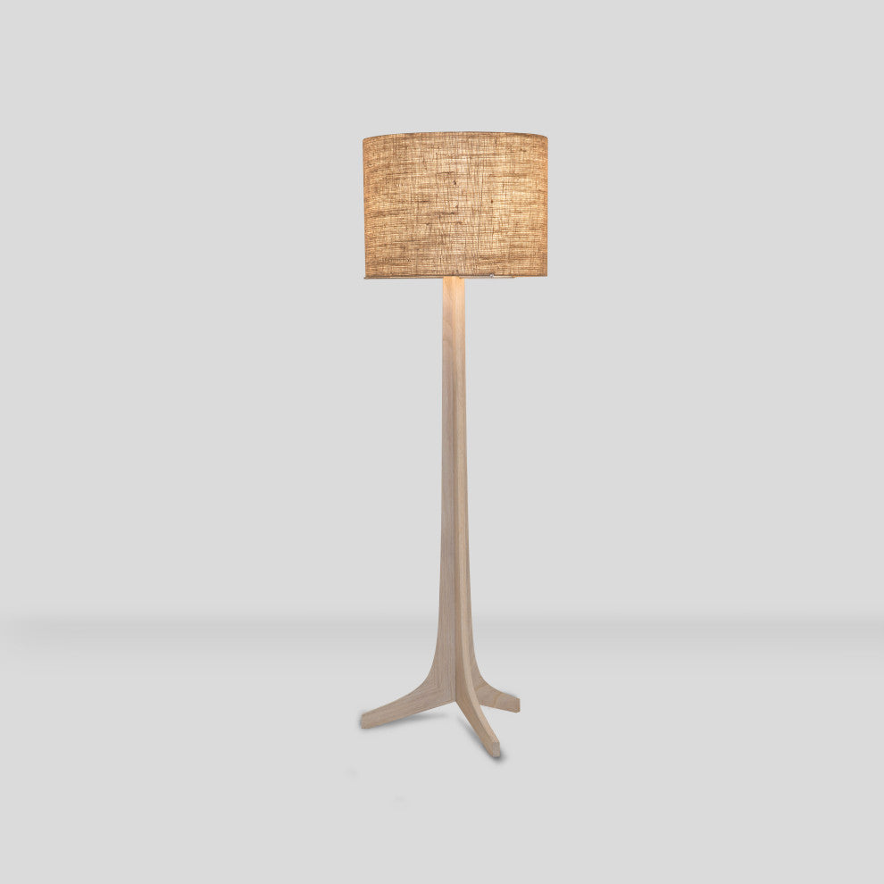 Nauta Floor Lamp, White Washed, Burlap, No Shelf