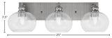 Edge 3-Light Bath Bar, Brushed Nickel Finish, 7" Clear Bubble Glass