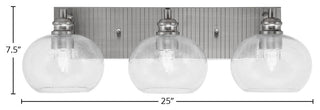 Edge 3-Light Bath Bar, Brushed Nickel Finish, 7" Clear Bubble Glass