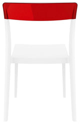 Flash Dining Chair, White Transparent, Red, Set of 2