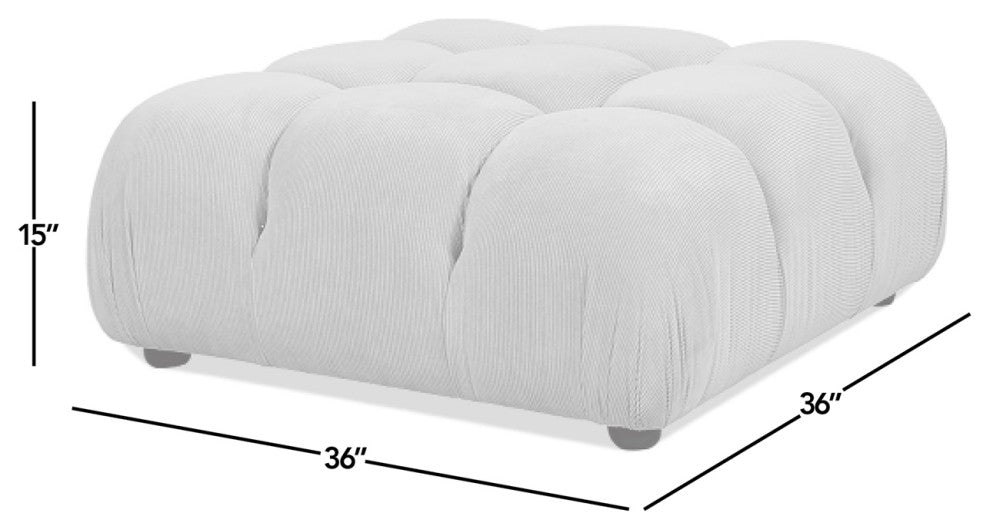 Marcel 36" Modular Tufted Square Cocktail Ottoman, Olive Green Performance Velvet