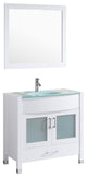 Style 3, 36"W White Vanity Sink Base Cabinet, Mirror, LV3-36W