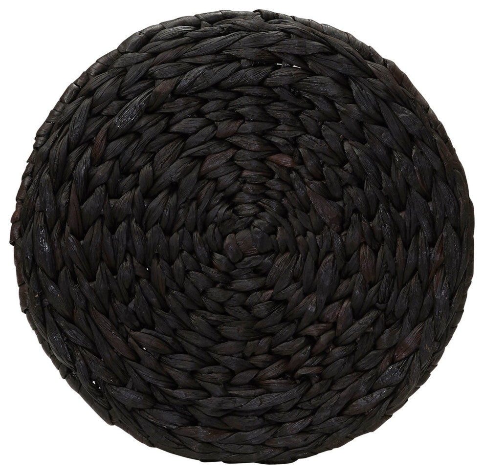 Handwoven Water Hyacinth Barrel Wicker Storage Basket Side Table