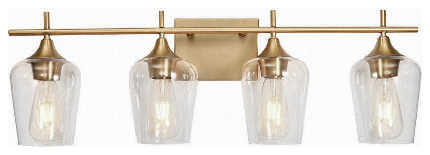 Modern Bathroom Dimmable Vanity Light, Gold, 4 Light